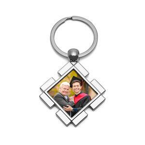 Stainless Steel Engravable Square Photo Laser Keychain