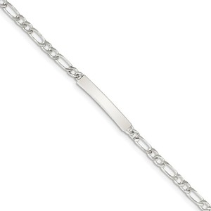 Custom Engraved Sterling Silver Women s Figaro Link ID Bracelet