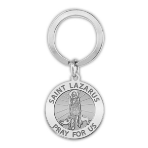 Saint Lazarus Religious Engravable Keychain