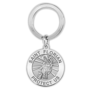 Saint Florian Religious Engravable Keychain